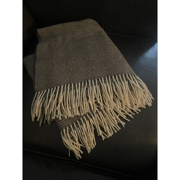 Tessilechiti Fringe Blanket Throw Brown Beige Stripe Made in Italy - Picture 3 of 5